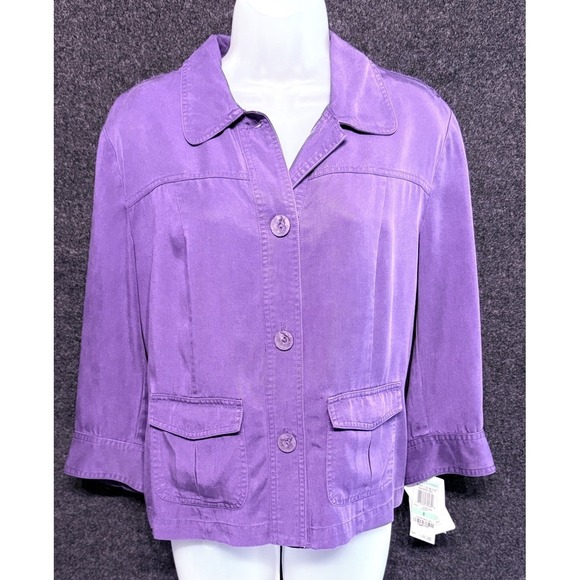 JM Collection Jackets & Blazers - JM Collection Jacket, Women's Size Medium, Purple, Button Up Blazer NWT